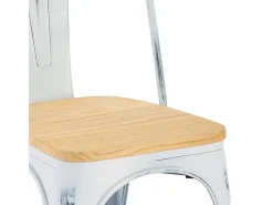Silla industrial metal vintage superficie madera Steel Old Wood Top Light - Blanco