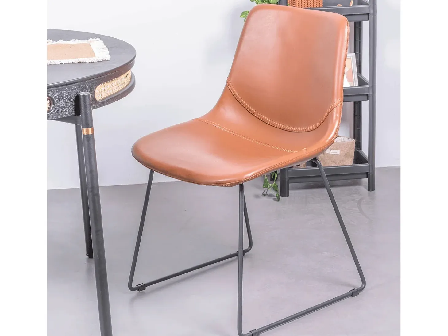 Silla industrial vintage tapizada en Polipiel - City - Naranja