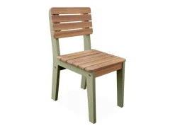 Silla infantil de madera interior/exterior, set de 2 verde grisáceo