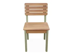 Silla infantil de madera interior/exterior, set de 2 verde grisáceo