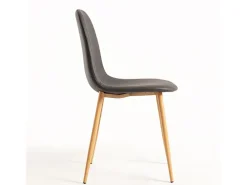Silla Kuza de polipiel gris con patas de metal efecto madera natural - Lote de 2