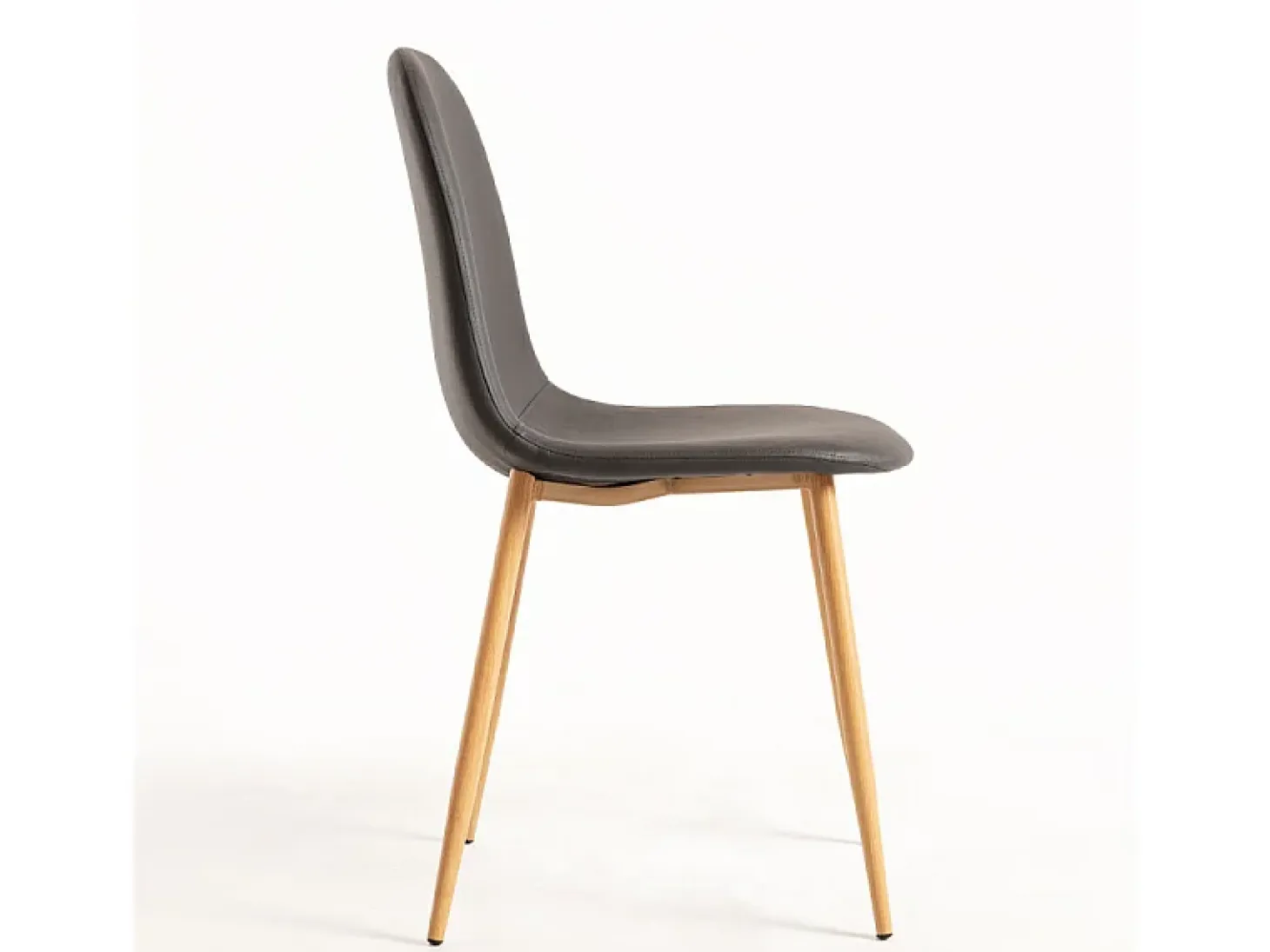 Silla Kuza de polipiel gris con patas de metal efecto madera natural - Lote de 2