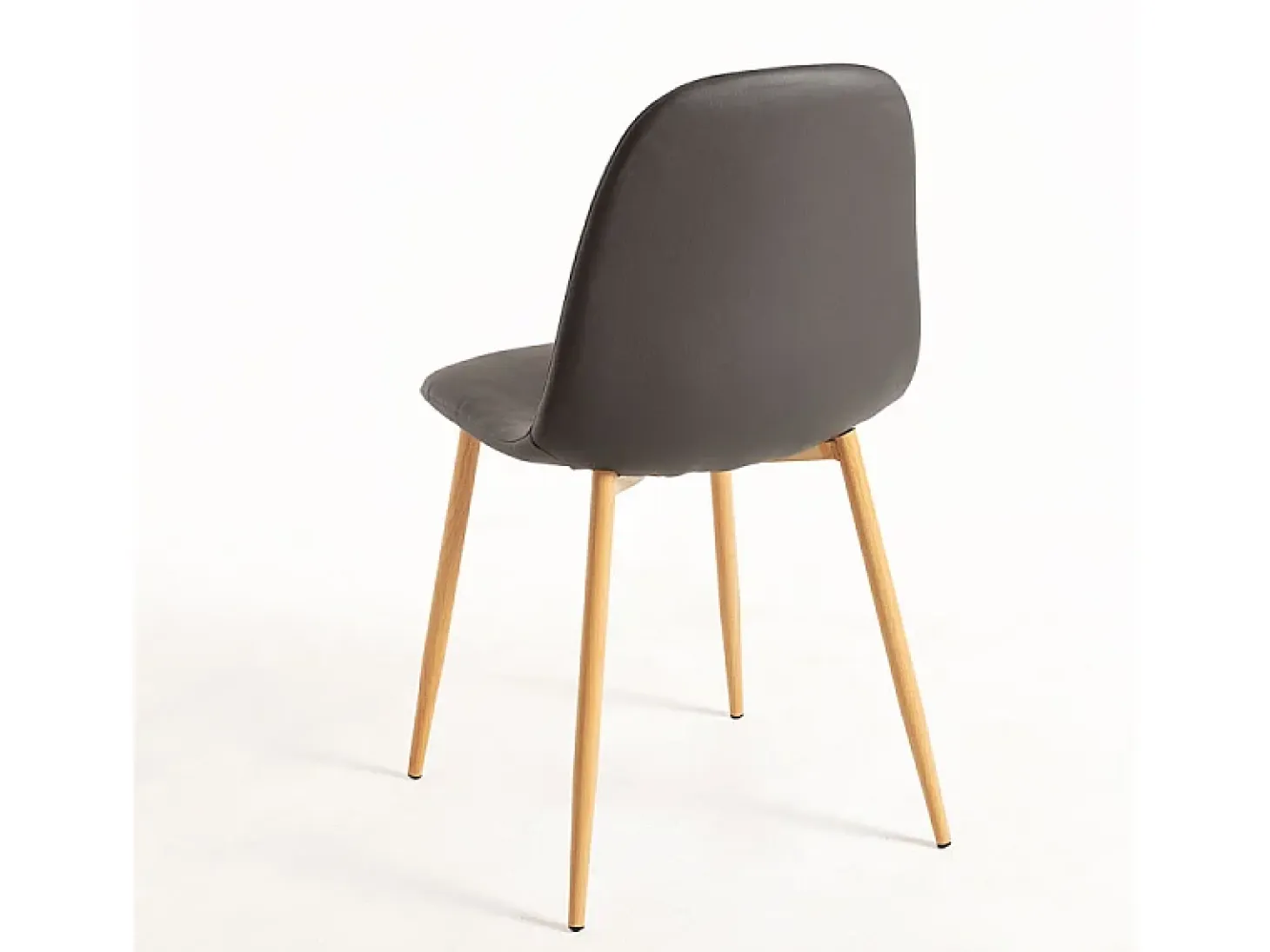 Silla Kuza de polipiel gris con patas de metal efecto madera natural - Lote de 2