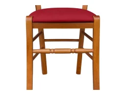 Silla Loris de madera de cerezo con asiento acolchado de ecopiel roja