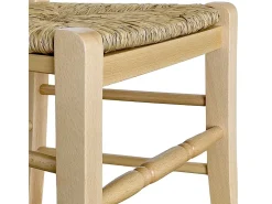 Silla loris de madera natural con asiento de paja