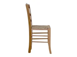 Silla Loris en nogal claro con asiento de paja