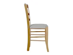 Silla Loris en nogal claro con asiento de piel sintética gris