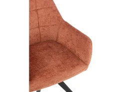 Silla LOUNA con reposabrazos – Tejido suave y patas de acero negro-Color Naranja