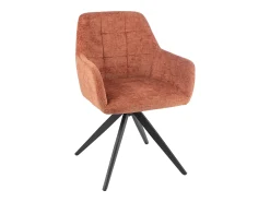 Silla LOUNA con reposabrazos – Tejido suave y patas de acero negro-Color Naranja