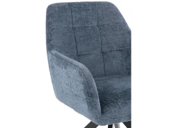 Silla LOUNA con reposabrazos – Tejido suave y patas de acero negro-Color Azul