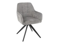 Silla LOUNA con reposabrazos – Tejido suave y patas de acero negro-Color Gris