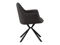 Silla LUCIA – Bouclé Gris & Dorso PU Gris claro – H82.5 × L62 × P63 cm – Estilo diseño