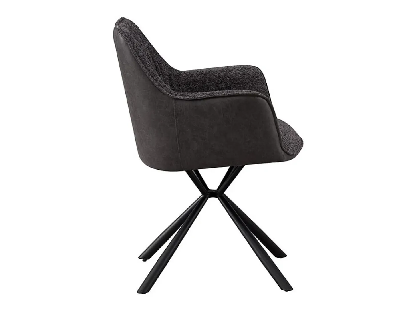 Silla LUCIA – Bouclé Gris & Dorso PU Gris claro – H82.5 × L62 × P63 cm – Estilo diseño