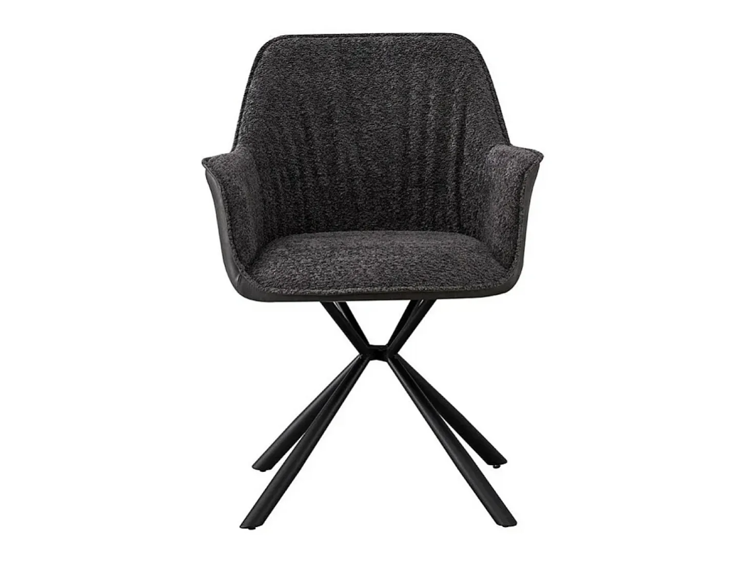 Silla LUCIA – Bouclé Gris & Dorso PU Gris claro – H82.5 × L62 × P63 cm – Estilo diseño