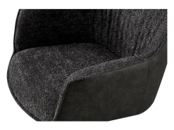 Silla LUCIA – Bouclé Gris & Dorso PU Gris claro – H82.5 × L62 × P63 cm – Estilo diseño