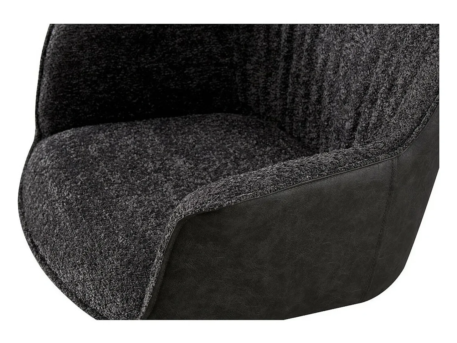 Silla LUCIA – Bouclé Gris & Dorso PU Gris claro – H82.5 × L62 × P63 cm – Estilo diseño