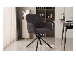Silla LUCIA – Bouclé Gris & Dorso PU Gris claro – H82.5 × L62 × P63 cm – Estilo diseño