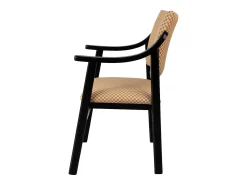 Silla madera negra y tejido con estampado damero beige ETIENNE