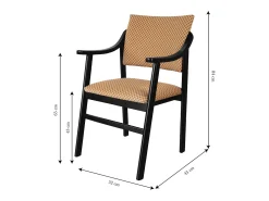Silla madera negra y tejido con estampado damero beige ETIENNE