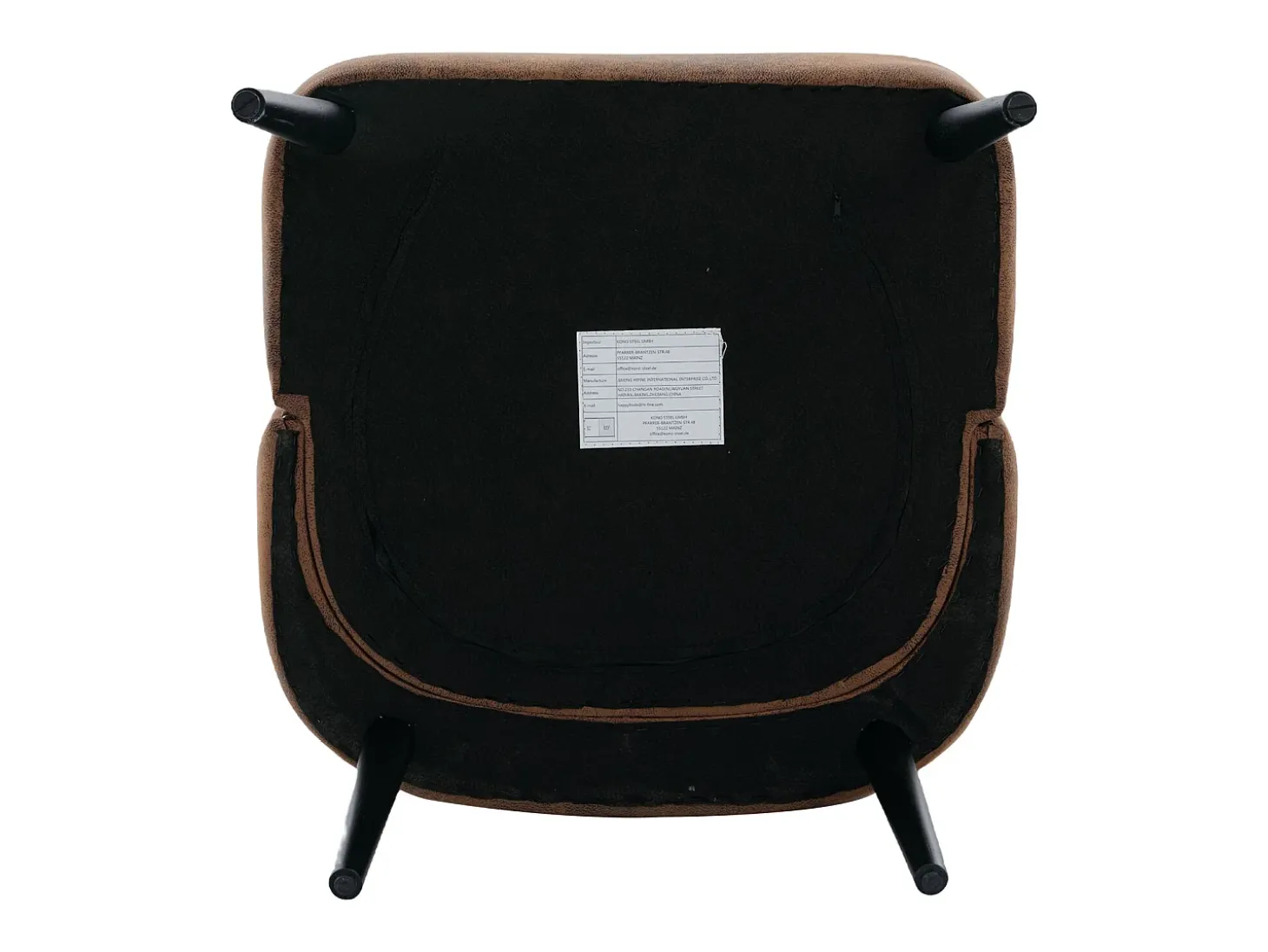 Silla marrón - Silla con acabado remachado y patas de madera maciza - microgamuza