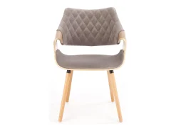 Silla MELO de diseño retro en roble claro y gris