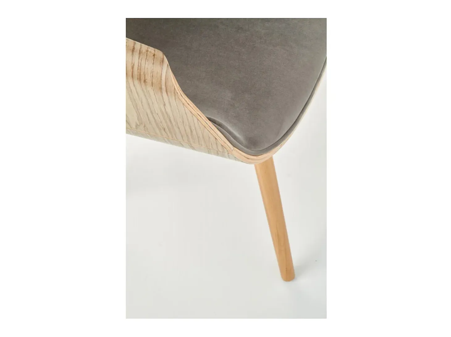 Silla MELO de diseño retro en roble claro y gris