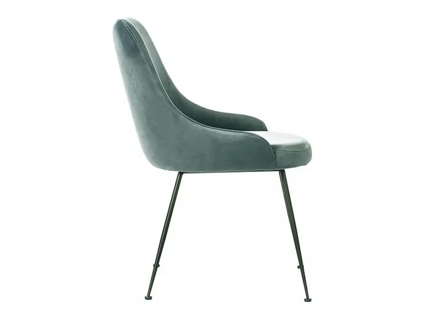 Silla moderna acolchada "Alyssa" con efecto terciopelo aguamarina, 49,5x48,5 cm, 80 cm de alto