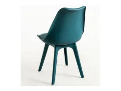 Silla moderna Arko de polipropileno y cojín de asiento de piel sintética azul pato