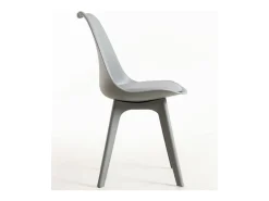 Silla moderna Arko de polipropileno y cojín de asiento de piel sintética gris claro