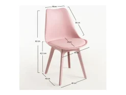Silla moderna de polipropileno y cojín de asiento en polipiel rosa Arko