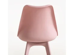 Silla moderna de polipropileno y cojín de asiento en polipiel rosa Arko