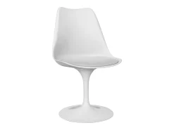 Silla moderna Tulipa blanca con cojín de polipiel blanco-Color Blanco