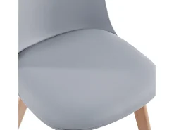 Silla nórdica natural y gris con cojín de asiento símil piel Dekan
