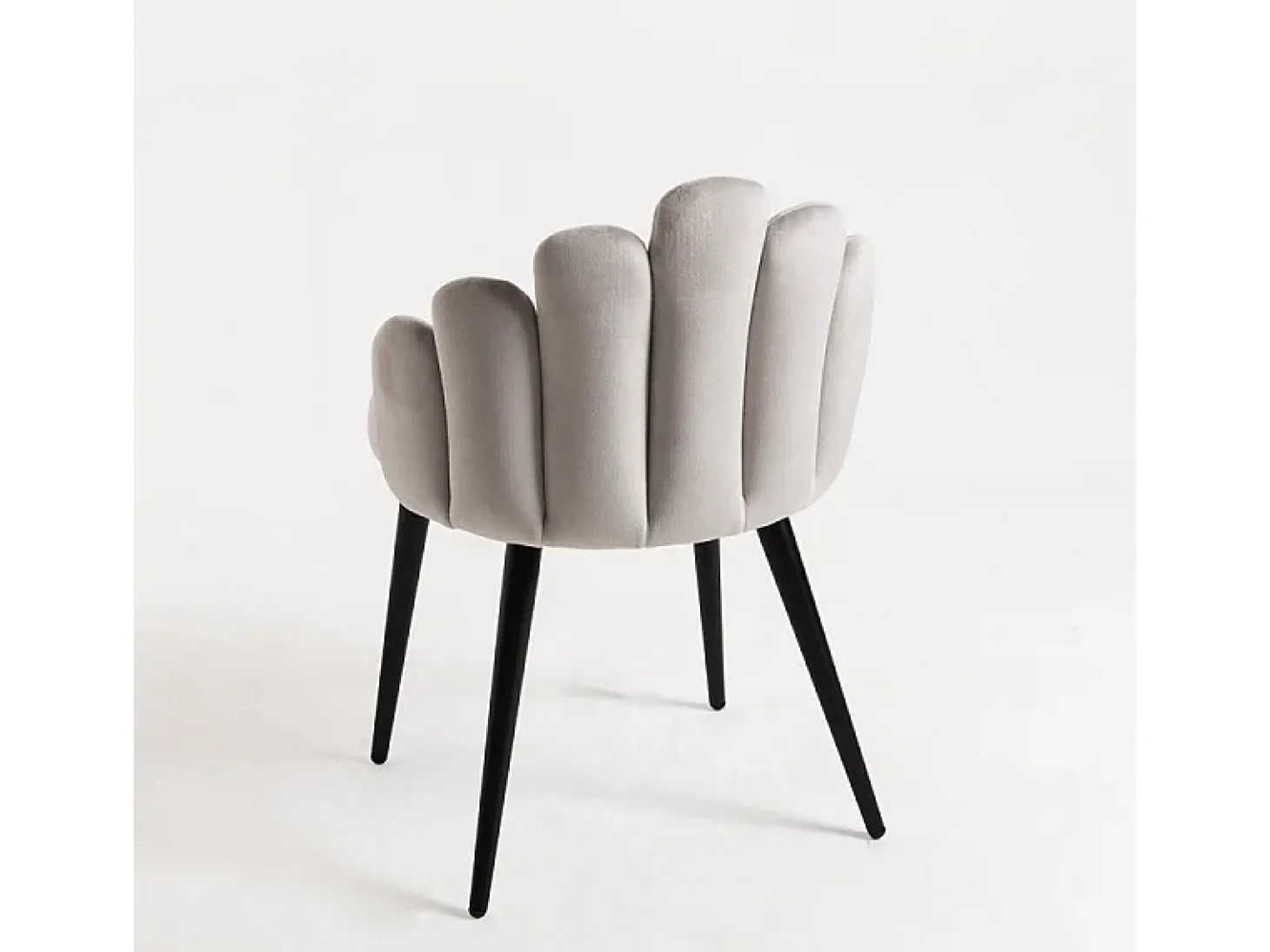 Silla Original Achille de terciopelo gris claro con patas de metal negro - Lote de 2