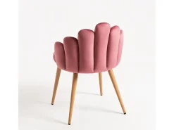 Silla original Achille de terciopelo rosa oscuro con patas de metal natural - Lote de 2