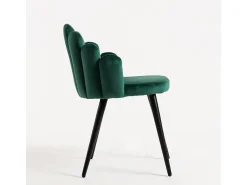 Silla original Achille de terciopelo verde con patas de metal negro - Lote de 2