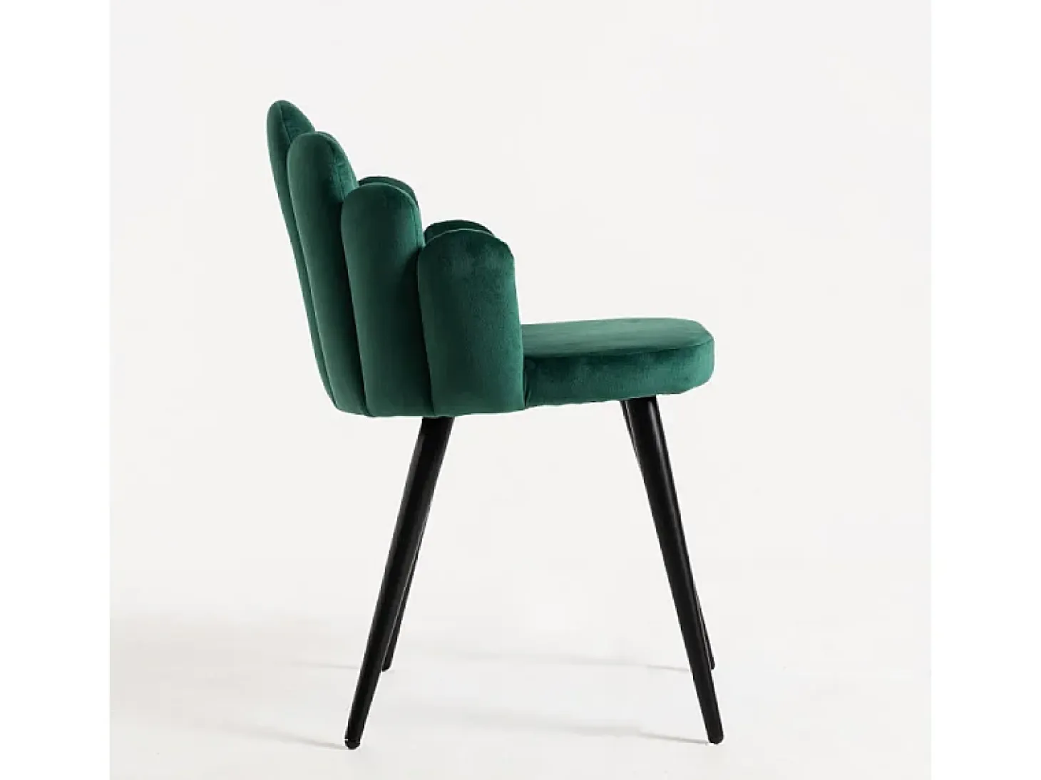 Silla original Achille de terciopelo verde con patas de metal negro - Lote de 2