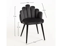 Silla Original Achille de terciopelo gris oscuro con patas de metal negro - Lote de 2