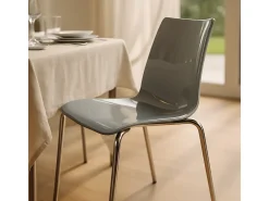 Silla para bar y cocina con soporte de acero apilable Lollipop Grand Soleil - Gris