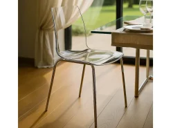 Silla para bar y cocina con soporte de acero apilable Lollipop Grand Soleil - Transparente