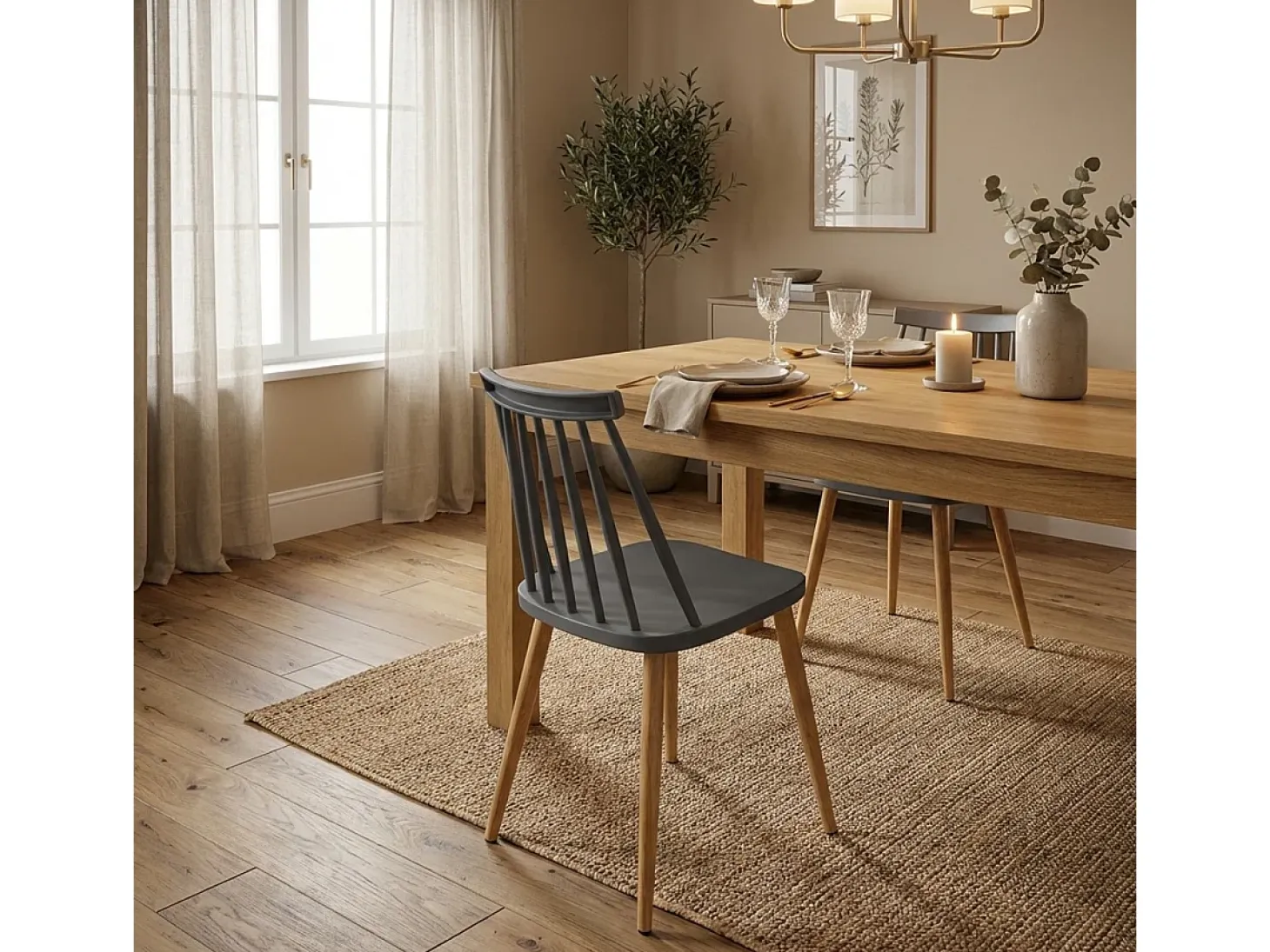 Silla para cocina comedor de polipropileno estilo clásico Toutou - Gris Oscuro