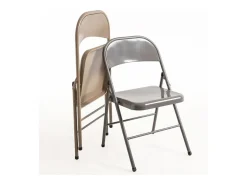 Silla plegable Taly de metal gris brillante - Juego de 2