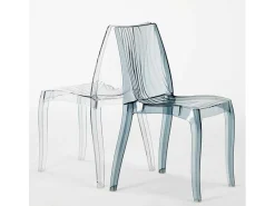 Silla policarbonato transparente apilable Bar cafetería Dune Grand Soleil - Transparente Antracita Negro