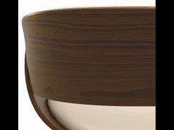 Silla Polo beige de cuero sintético y madera chapada en nogal
