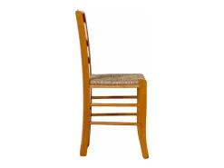 Silla rústica de madera de cerezo con asiento de paja
