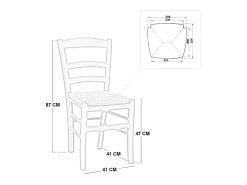 Silla rústica de madera de nogal oscuro con asiento de paja de arroz