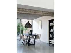 Silla Serano de metal y textil beige L 55 cm