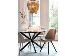 Silla Serano de metal y textil beige L 55 cm