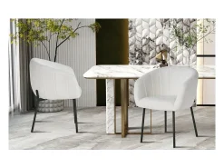 Silla SEVILLE Tela rizada blanca, dimensiones H79 x L57 x P62, ideal para tu cocina o comedor.