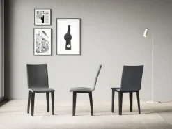 Silla Sofy moderna de piel sintética y patas de metal antracita-Color Gris antracita